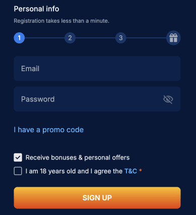 Registration at Onlywin casino